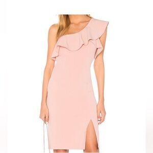 Bardot Dusty Rose One Shoulder Ruffle MIDI Cocktail Party Dress size 10
